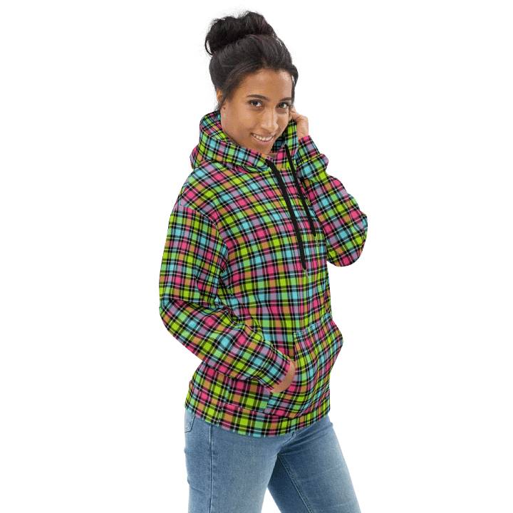 Neon Checkered Plaid Hoodie product image (1)