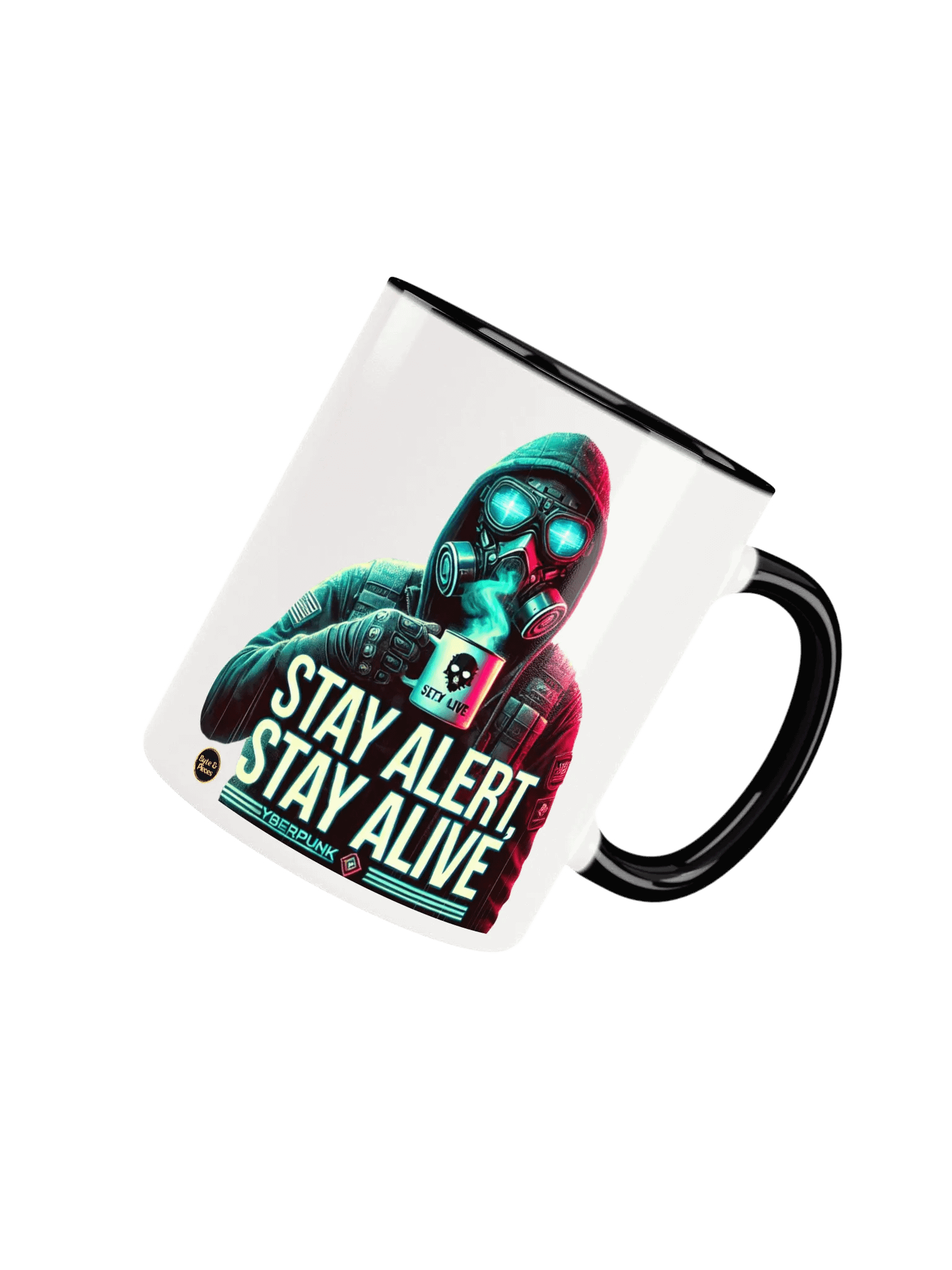 'Stay Alert, Stay Alive' – Cyberpunk Ceramic Mug with Color Inside product image (1)
