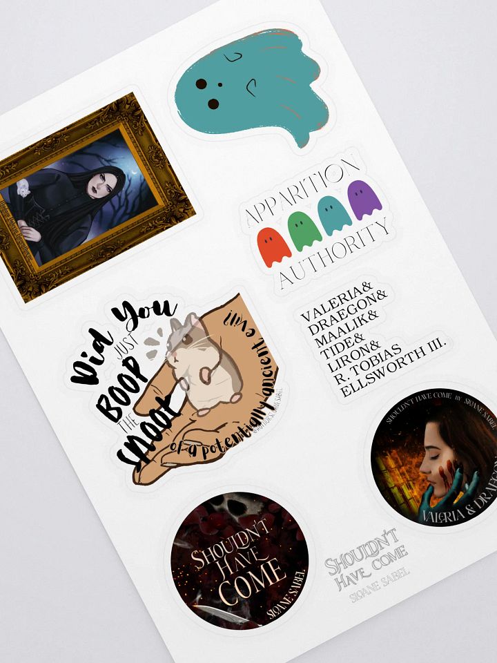 “Shouldn’t Have Come” Sticker Sheet – Sloane Sabel’s Haunted Crew Edition product image (1)