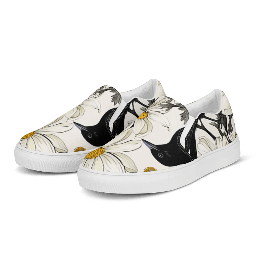 Women's Slip-On Canvas Shoes 🌼 Lovely Wildflower and Black Bird product image (11)