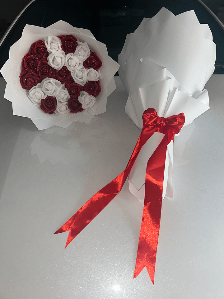 White & Red Glitter Bouquet product image (1)
