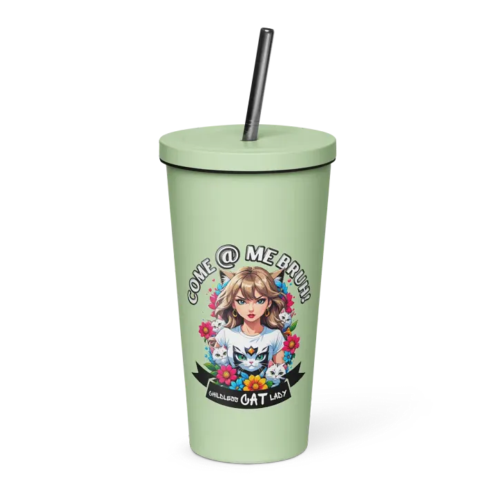 Childless Cat Lady 20 oz Tumbler Cup - Mint - Insulated Tumbler with a Straw product image (1)