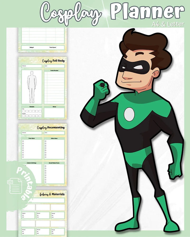 Green Cosplay Planner Printable product image (1)