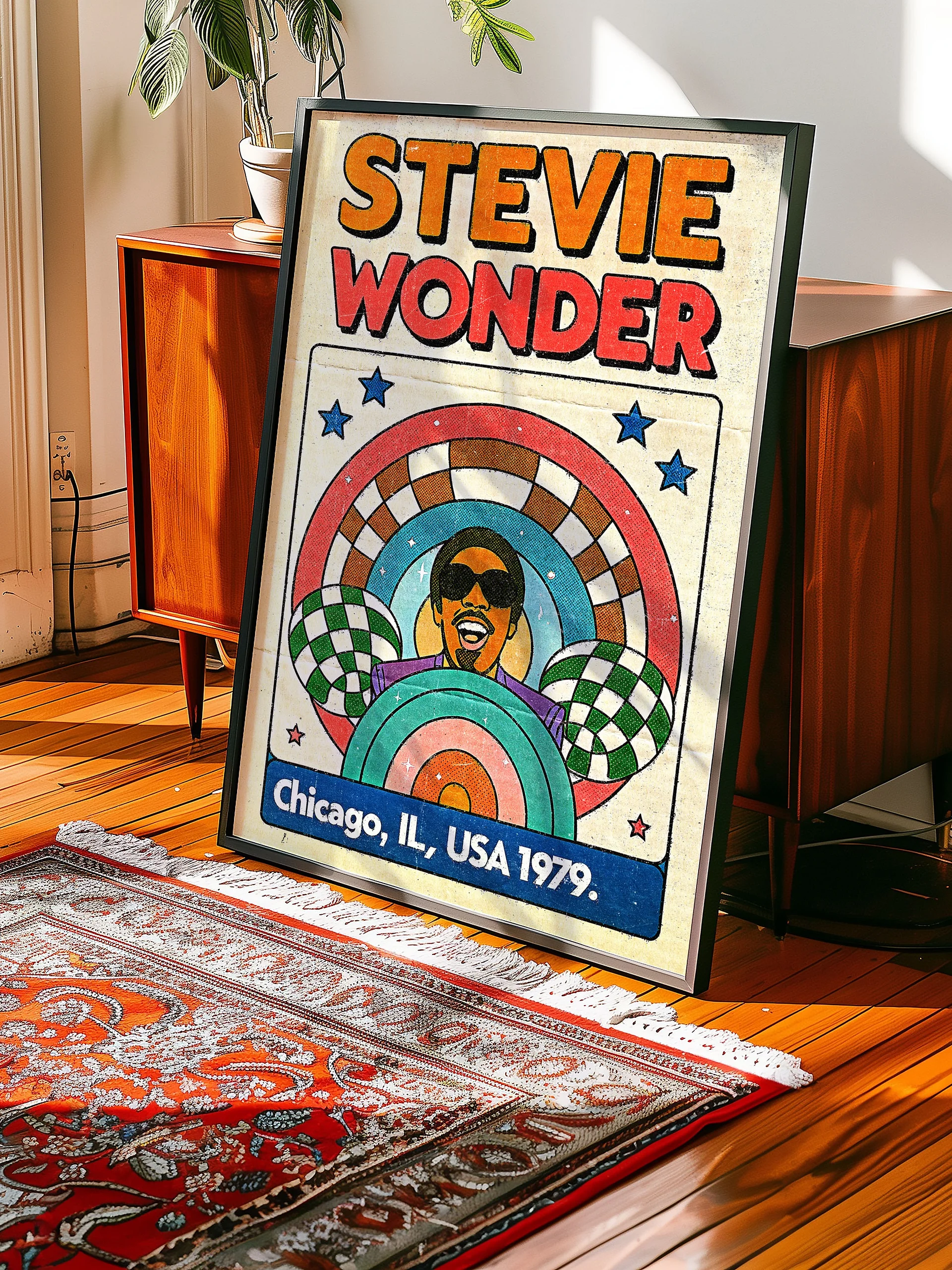 Stevie Wonder-Inspired Poster – Chicago 1979 Soul & Funk Concert Wall Art Print product image (3)