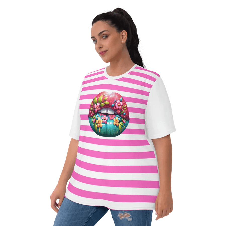 Blooming Lips Pink Stripped Tee product image (9)