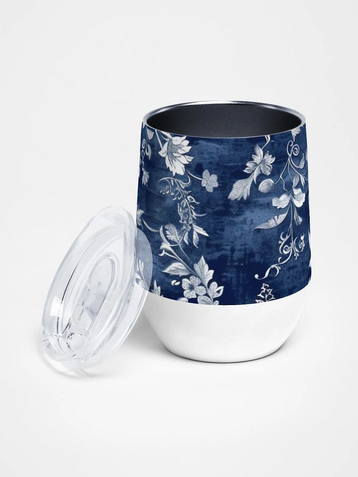 Blue Floral Festive Holiday Wine Tumbler product image (2)