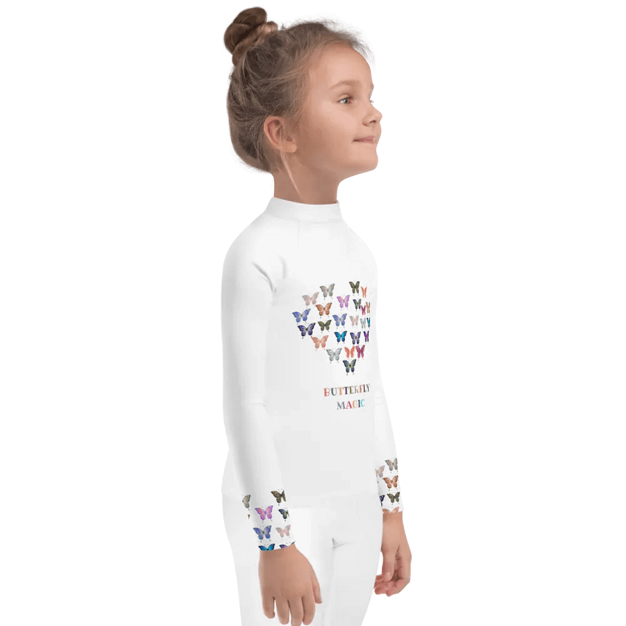Butterfly Magic Kids White Rash Guard product image (3)