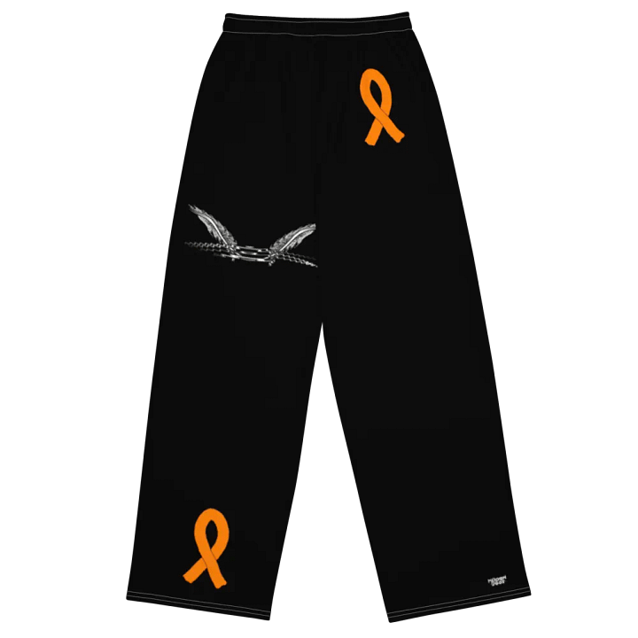 White HApex Gear White Logo Cancer Awareness Orange Ribbon. Black Unisex Wide-Leg Pants product image (2)