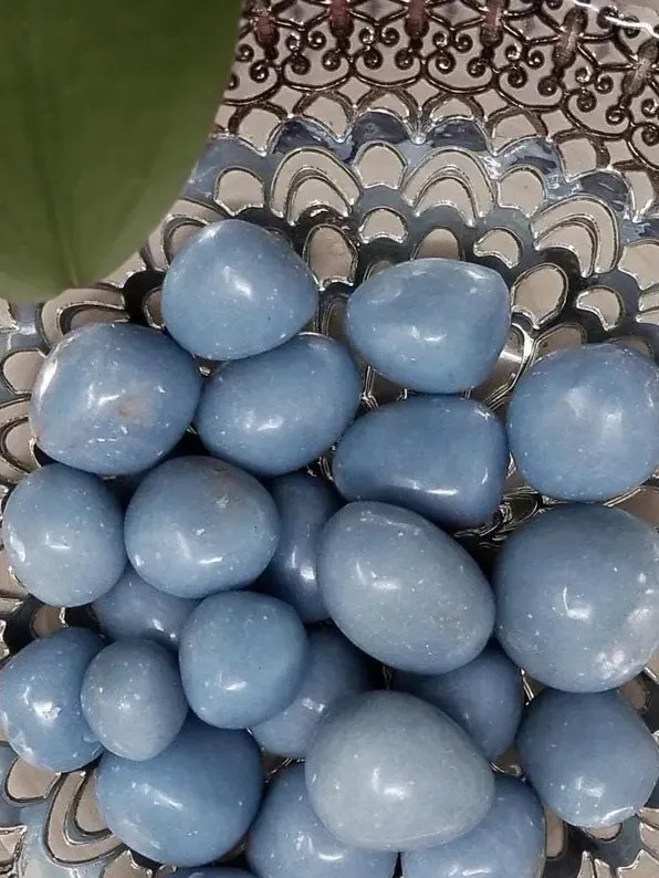 Angelite Tumbled Stone — High Vibration | Peace | Intuition | Guardian Angel Connection product image (2)