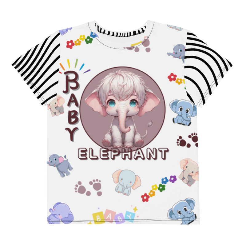 KIDS- GIRL TEE -BABY ELEPHANTS ( WHITE) - All-Over Print Youth Crew Neck T-Shirt product image (1)