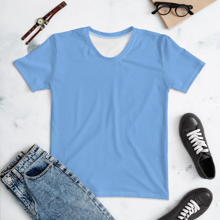 Plain Light Blue True Summer Women's Crewneck Polyester Heavyweight Premium T-Shirt by Treasure Pie product image (1)
