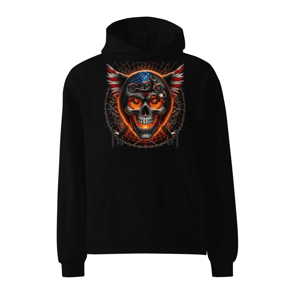 Flaming Skull Patriot Motorcycle Oversized Hoodie #27 product image (1)