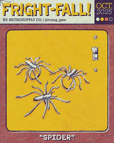 Glow in the dark, spider rings! #frightfall2025 @retrosupply #retrosupply 
#trickortreat #dailyart #digitaldrawing #halloween