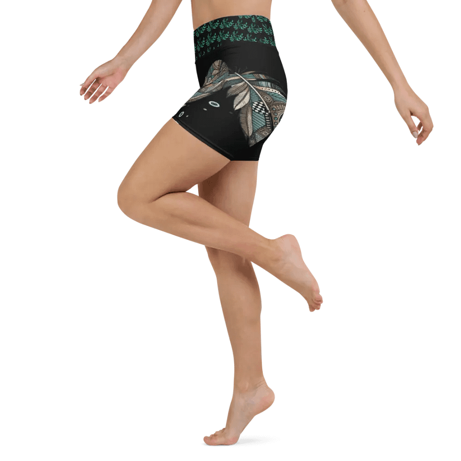 Zen Feather All-Over Yoga Shorts product image (4)