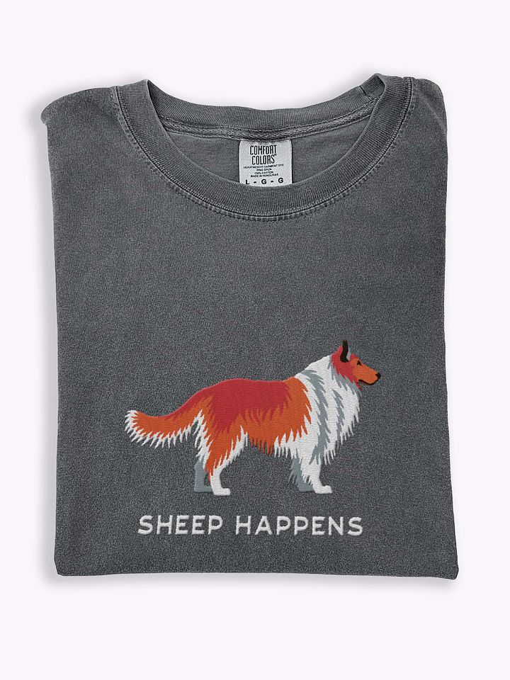 Sheep Happens T-Shirt(Embroidered) of a Shetland Sheepdog(Red) product image (1)