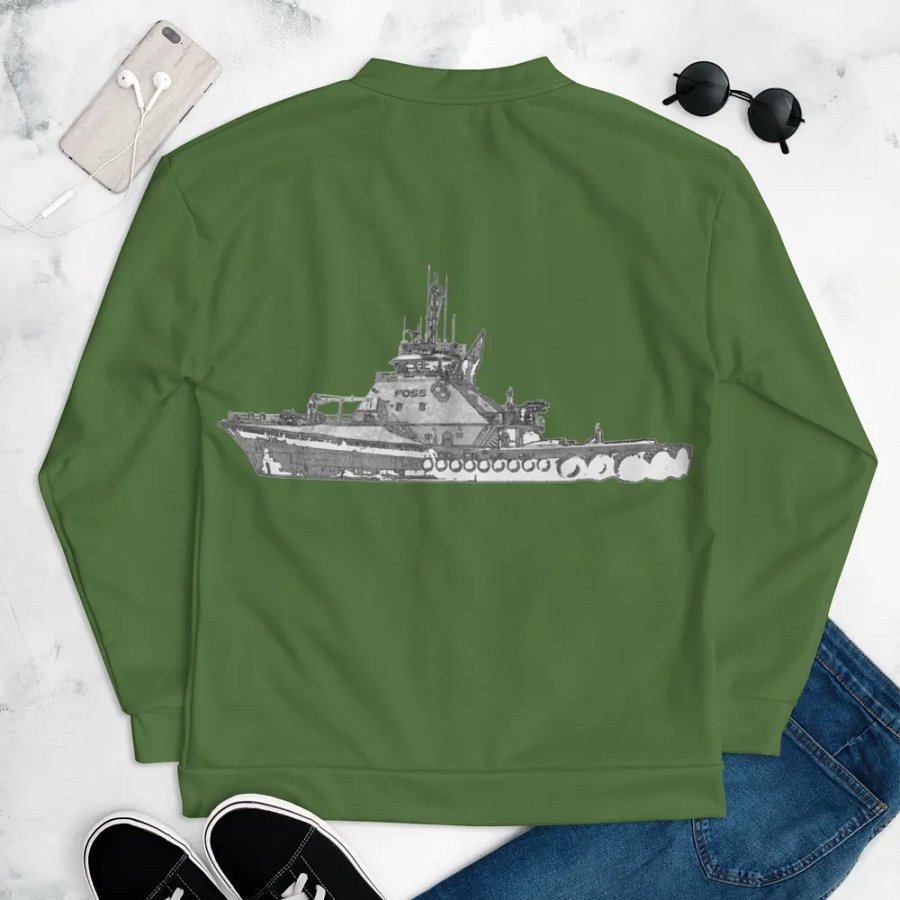 Foss Tugboat Sketch Green Bomber Jacket product image (9)