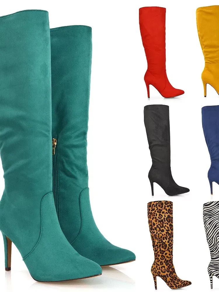 Womens Knee High Boots Ladies Pointed Toe Stiletto Heel Party Formal Long Shoes product image (9)