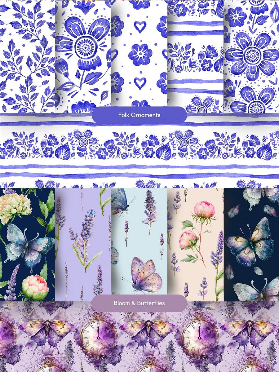 HUGE Watercolor Seamless Pattern Bundle product image (5)
