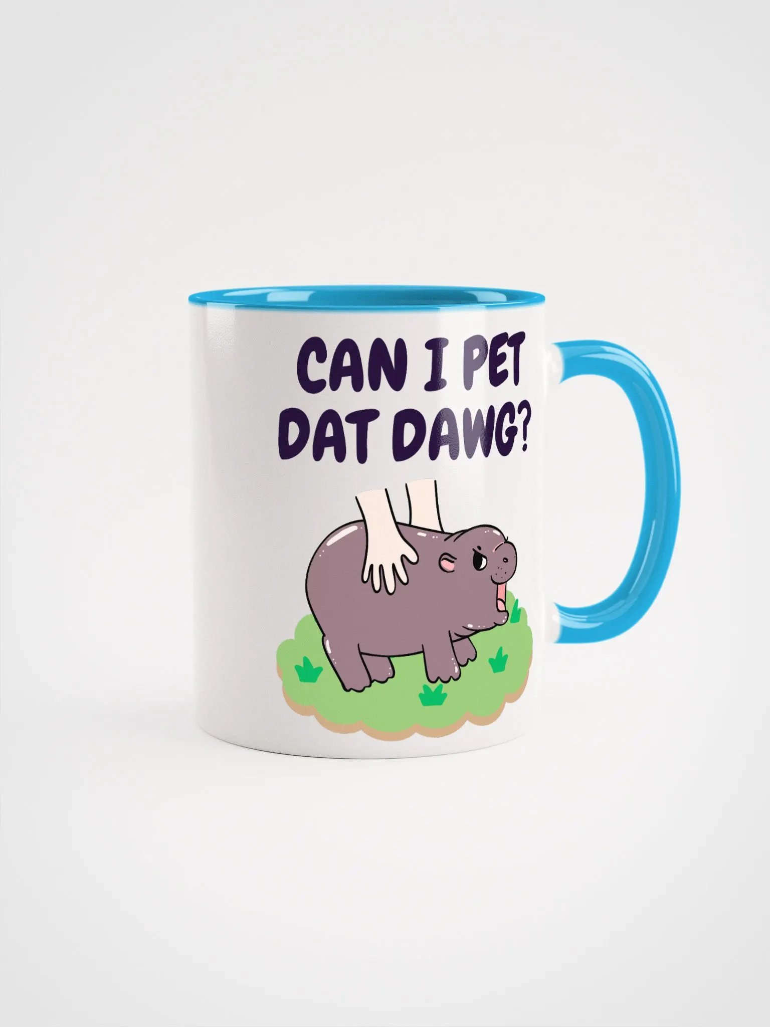MOODENG'S CAN I PET DAT DAWG? CERAMIC MUG WITH COLOR INSIDE product image (2)