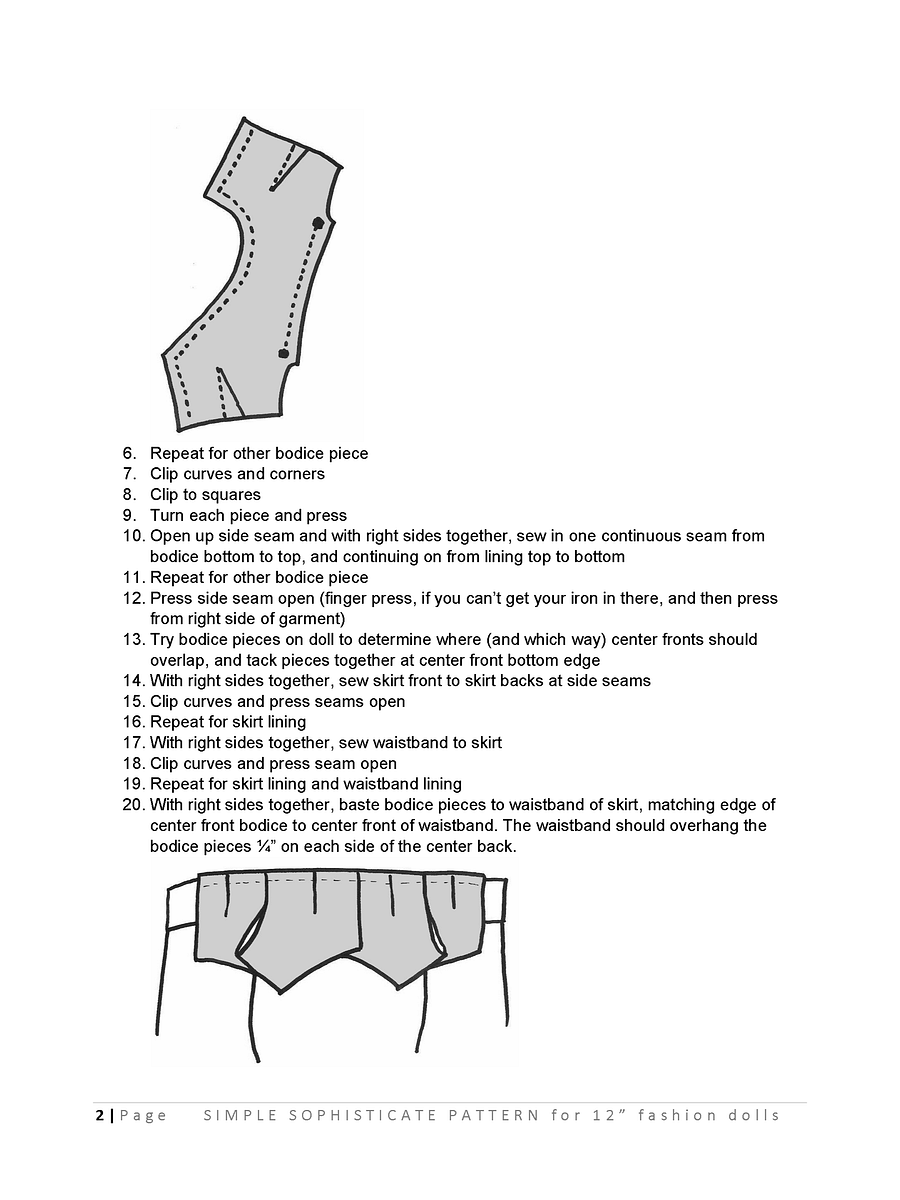 Simple Sophisticate sewing pattern for 12" fashion dolls product image (3)