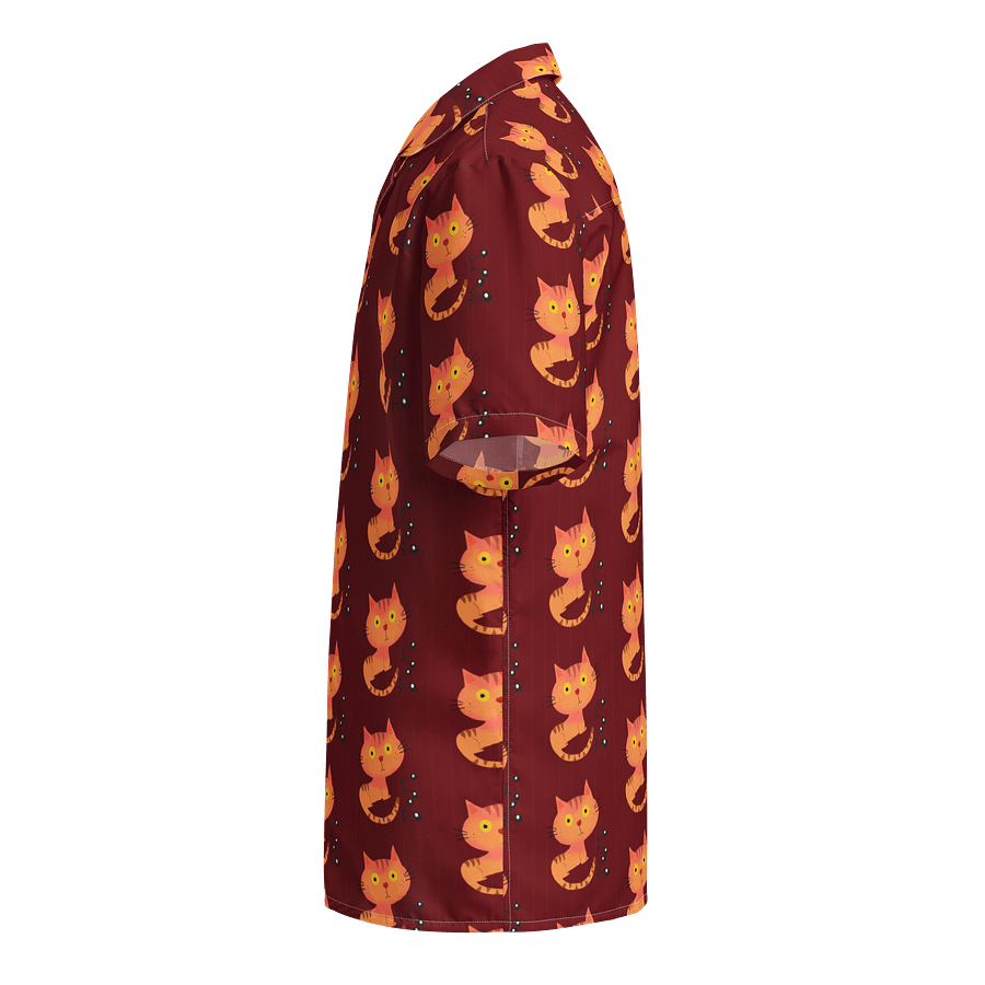 Feasting Ginger Kitty Button-Down Hawaiian Shirt - Burnt Orange product image (3)