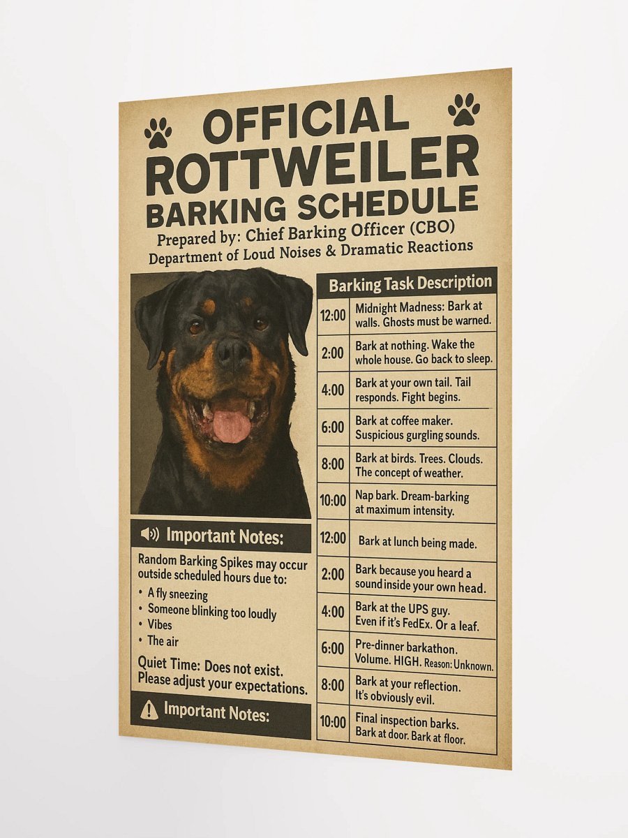 Official Rottweiler Barking Schedule Poster product image (7)