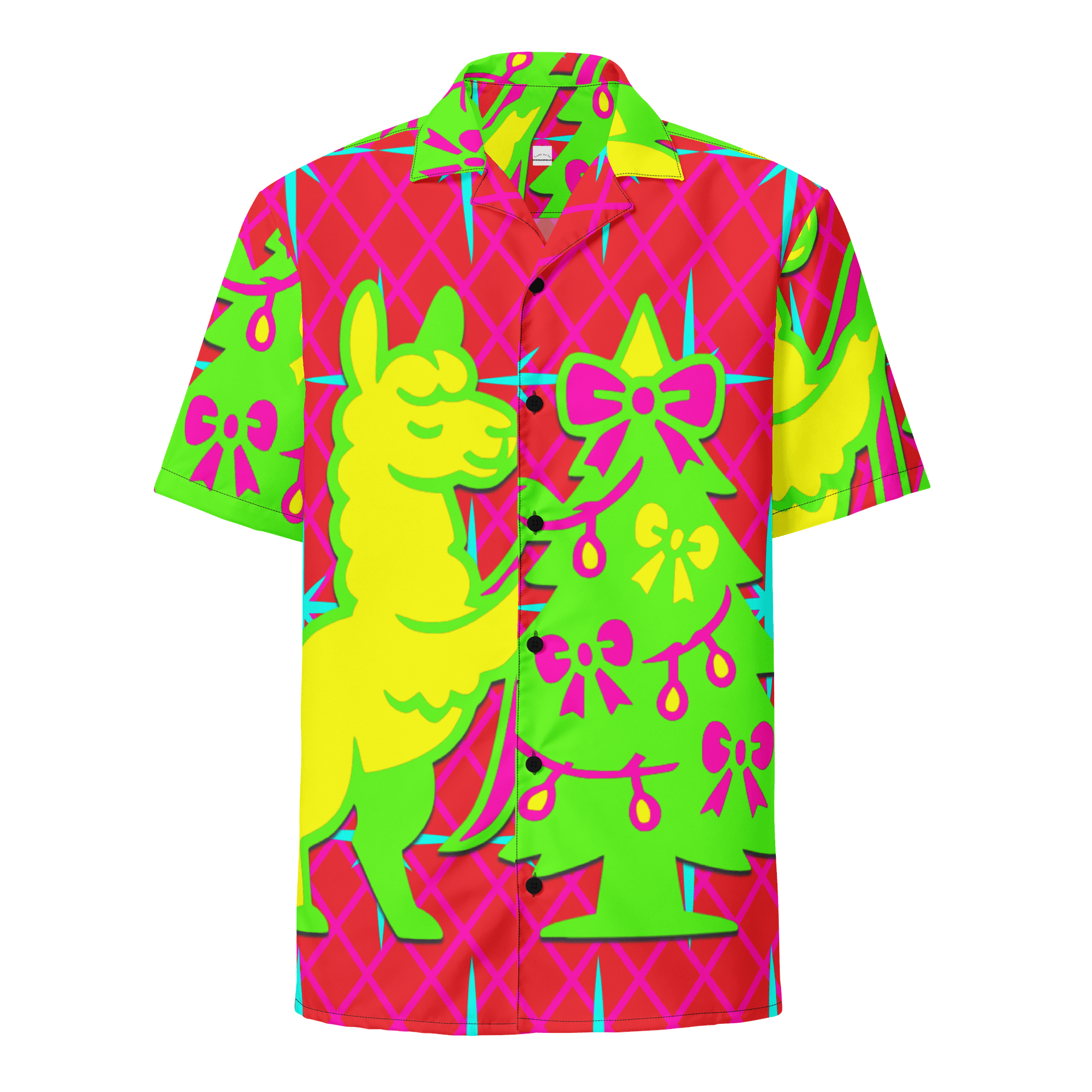 Ultimate Llama Ugly Sweater Button Up Shirt – Bright Neon Christmas Shirt product image (1)