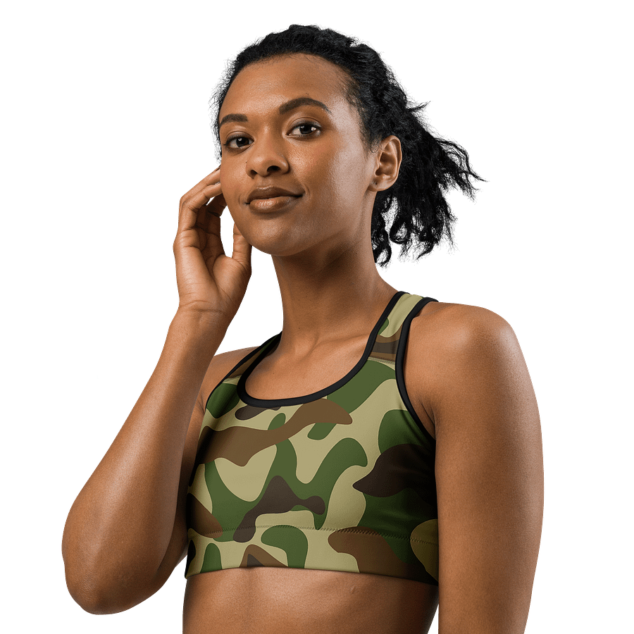 Woodland Green Army Camouflage Military Camo Pattern Sports Bra product image (2)