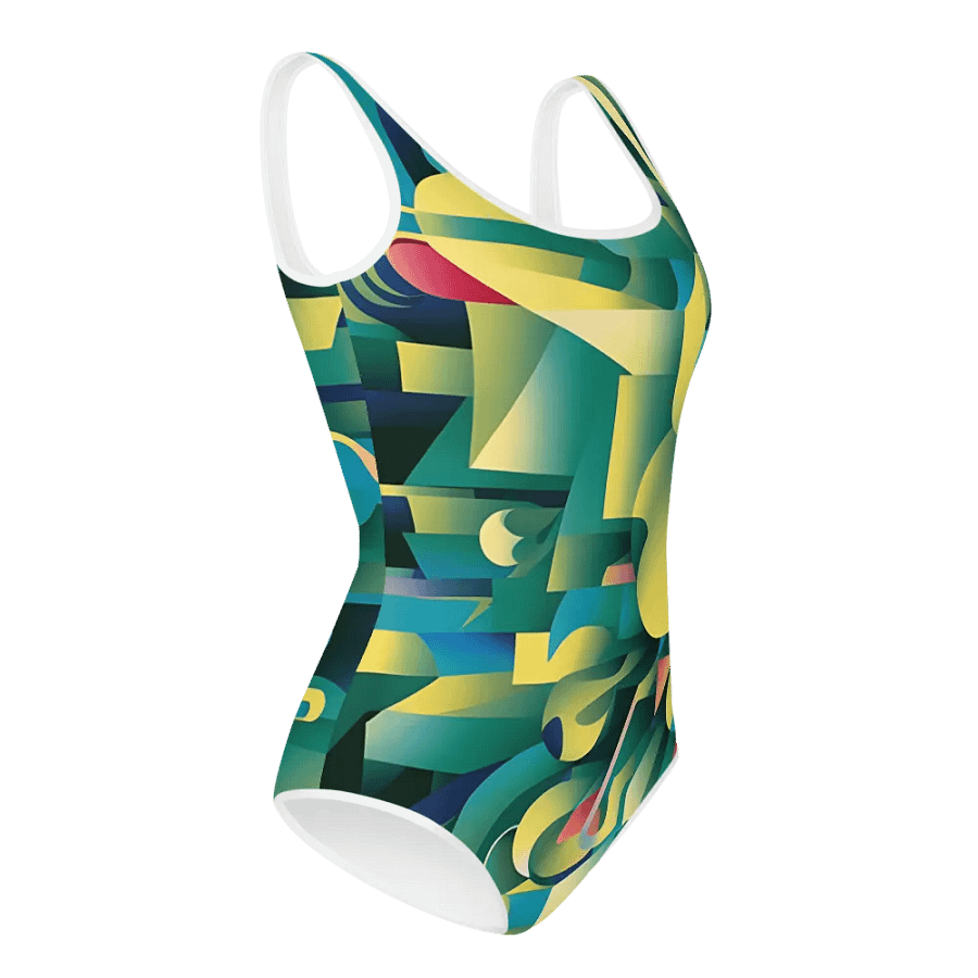 Abstract Lithographic Pattern Design Youth One Piece Swimsuit - V8 product image (3)