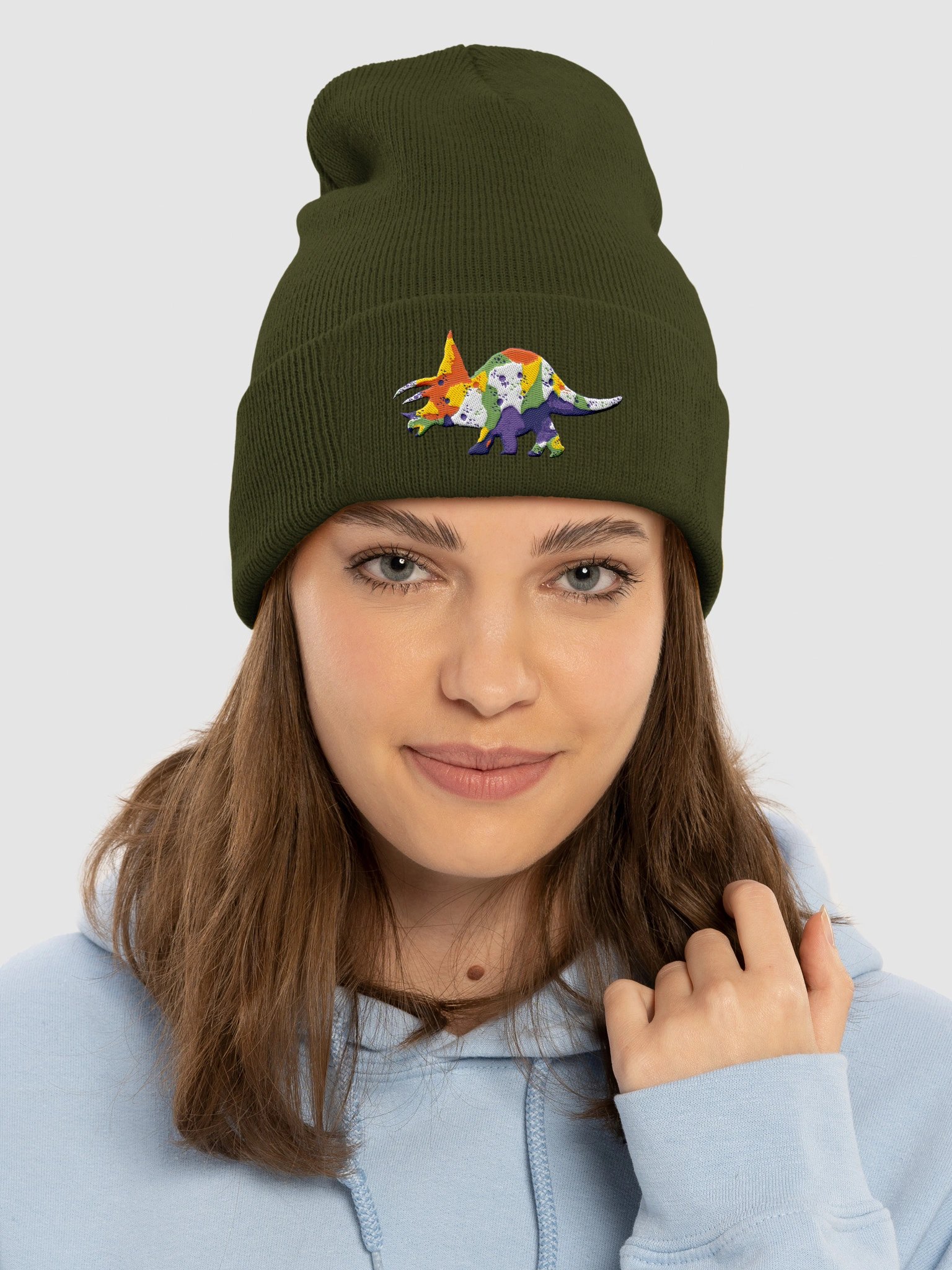 Trusty Triceratops Watercolour Beanie product image (2)