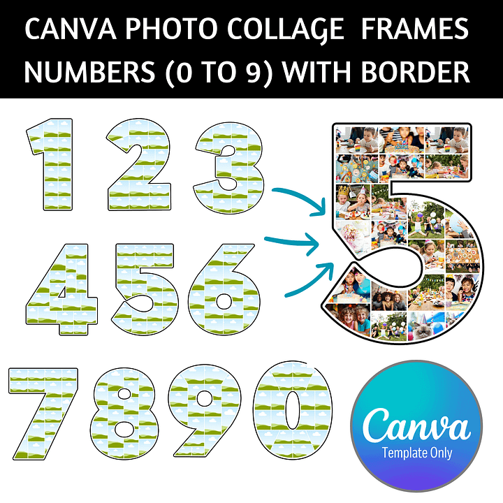 All Digits (1, 2, 3, 4, 5, 6, 7, 8, 9, 0) Number Frames Canva Template product image (1)