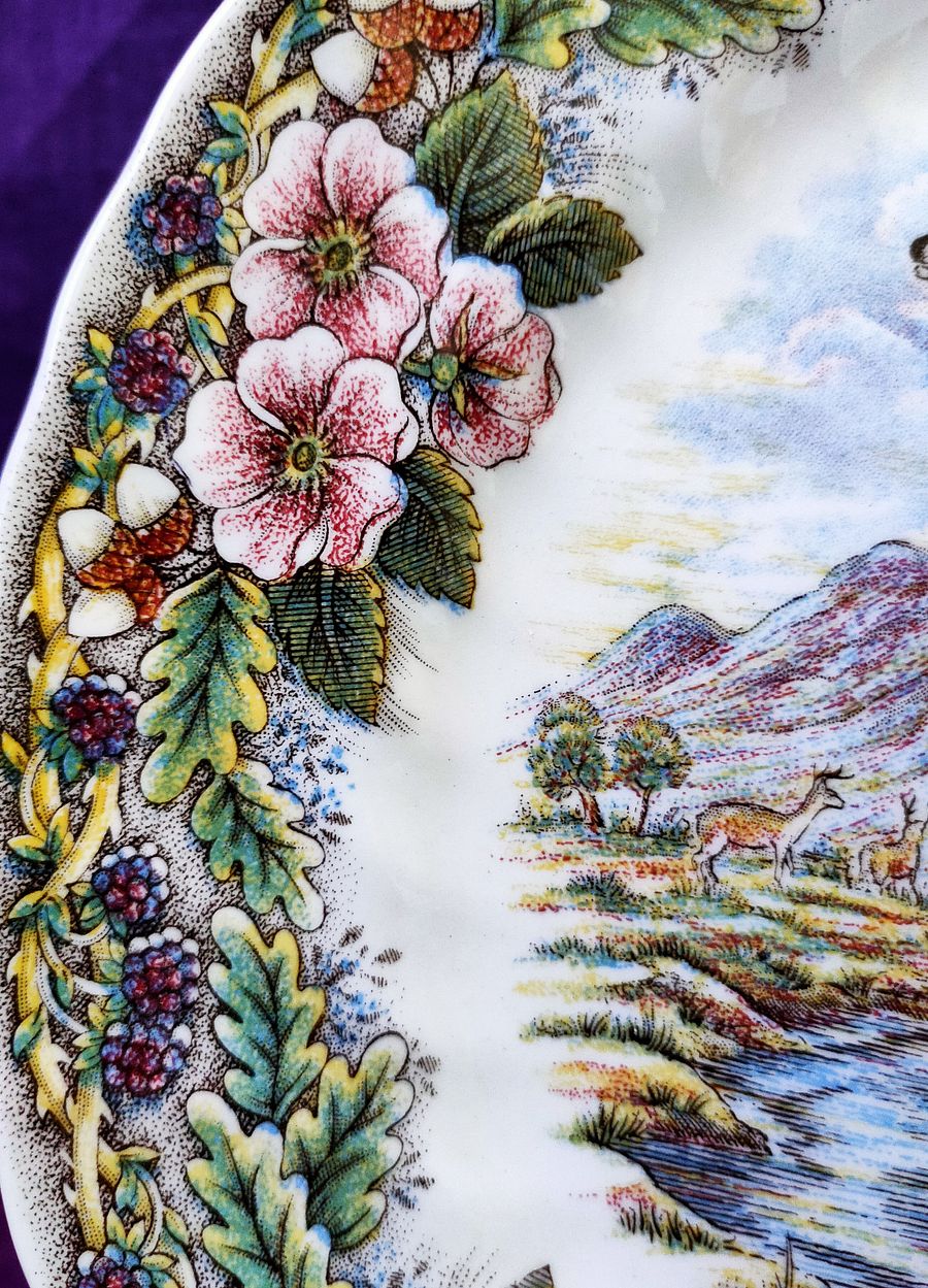 Belíssimo prato floral com cervo, fertilidade e fecundidade, árvore-da-vida product image (7)