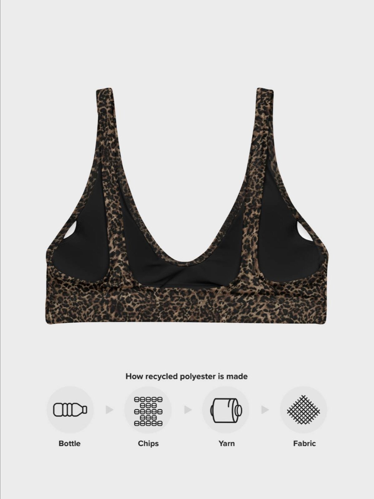 Recycled Padded String Bikini Top "Chic Dark Brown Leopard" Printed product image (4)