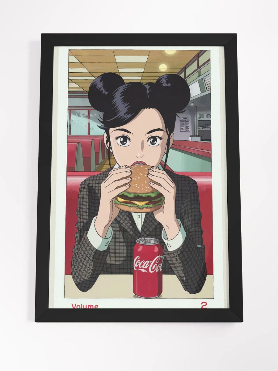 Anime Diner Vibes - Burger & Soda Classic Framed High-Quality Matte Poster product image (4)
