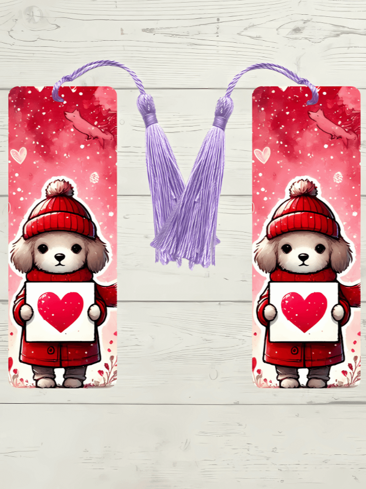 Cute Dog Valentine Bookmark Sublimation Design – high-quality 300 DPI PNG digital download product image (1)