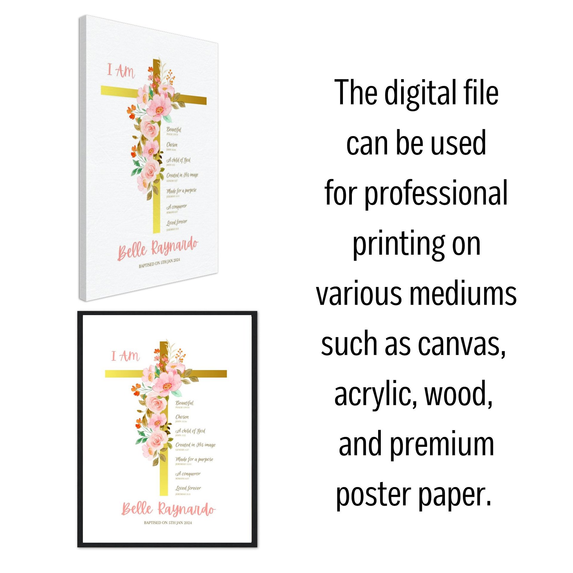Pink Flowers On Crucifix Baptism Canva Template product image (6)