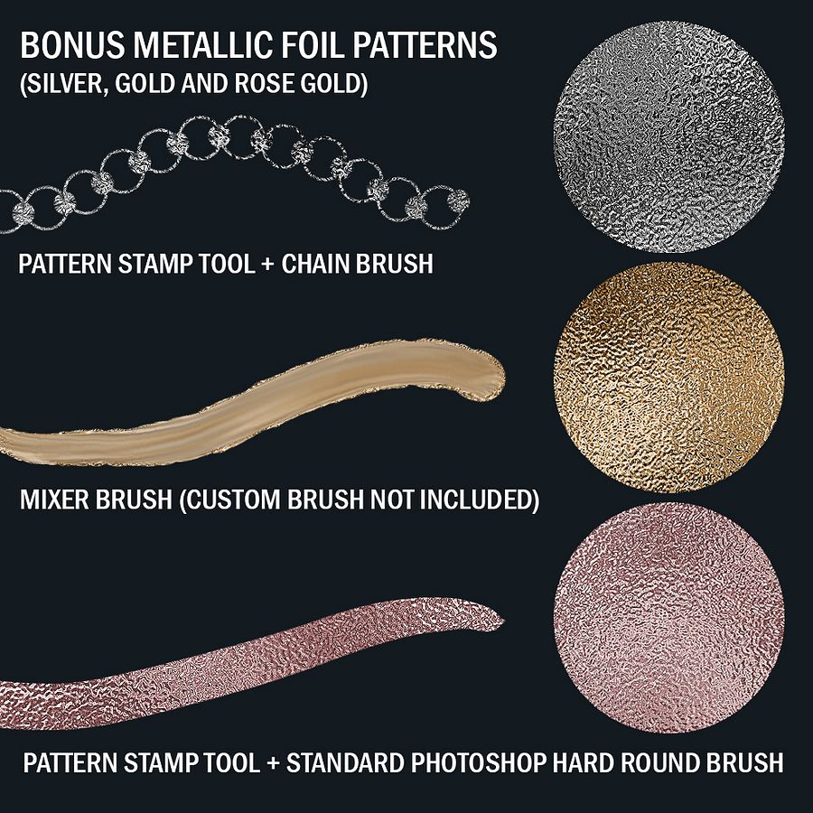 CHAIN BRUSHES + BONUS METALLIC FOIL PATTERNS FOR PHOTOSHOP product image (3)