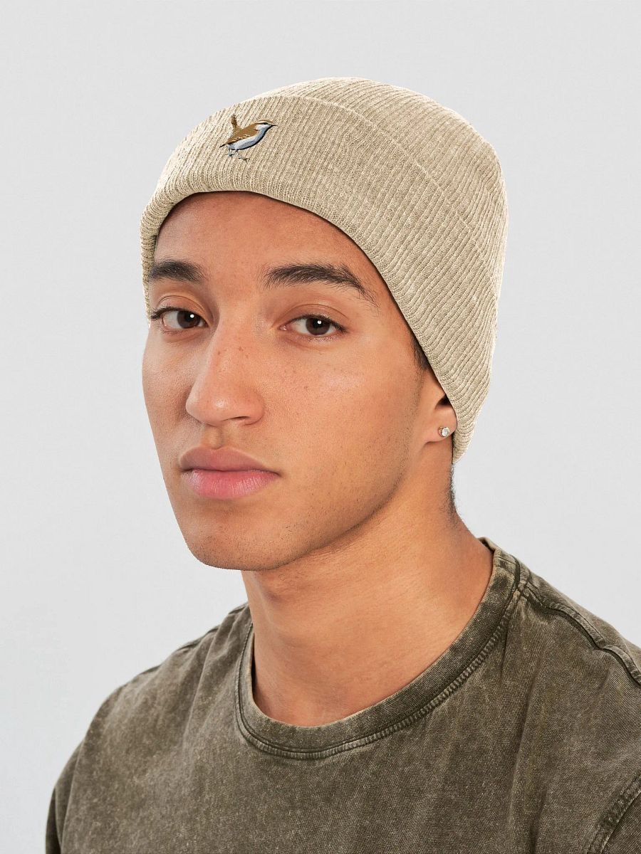 Carolina Wren Earthly Feathers Embroidered Ribbed Beanie product image (4)