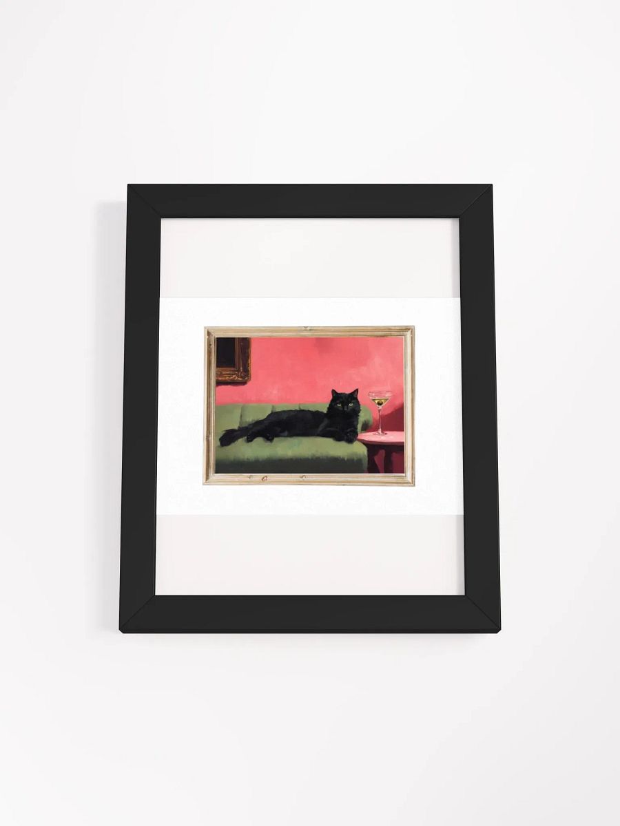 BLACK CAT ON COUCH NEXT TO MARTINI product image (1)