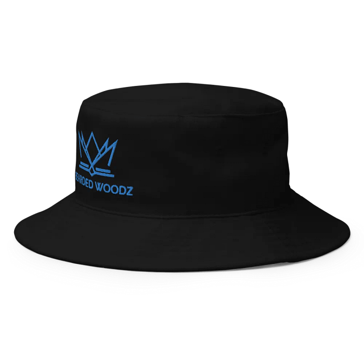 Bearded Woodz Black Bucket Hat (Aqua/Teal Embroidery) product image (2)
