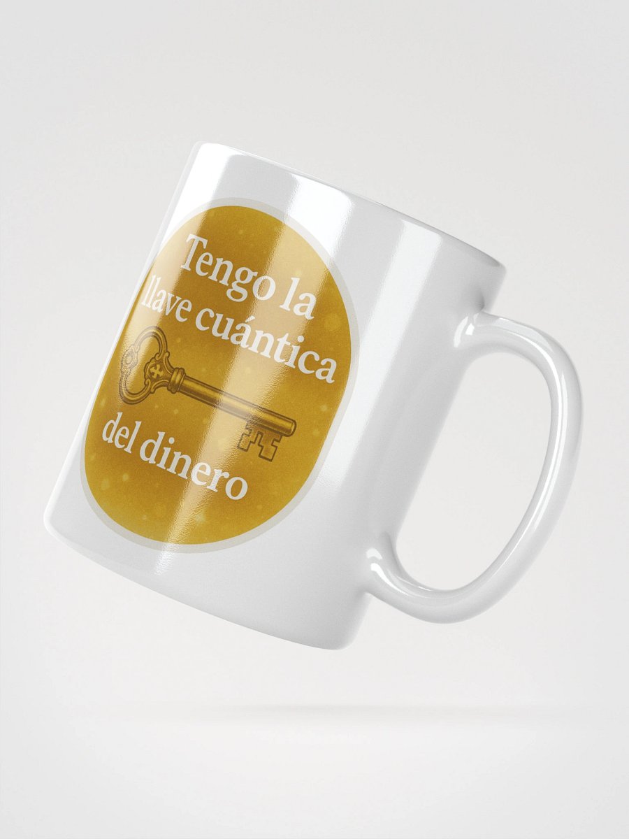 Taza blanca brillante con Llave Cuántica del Dinero product image (5)