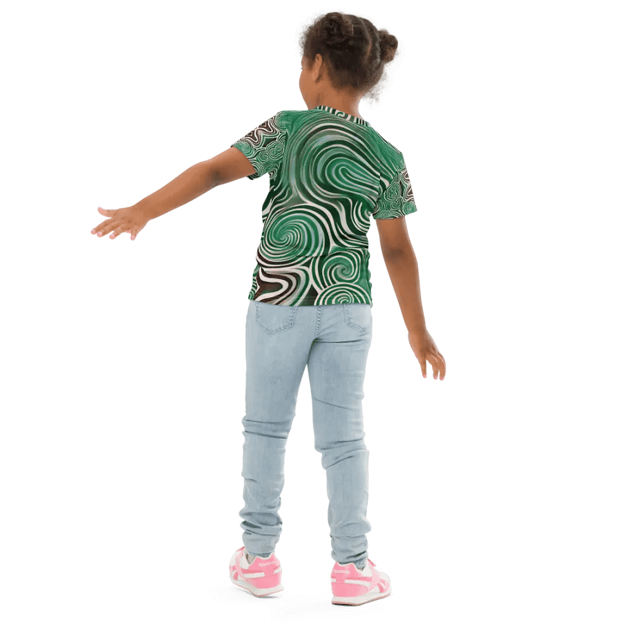 Funky Cool Green Liquid Tie-Dye Kid's and Toddler's Crew Neck T-shirt product image (5)