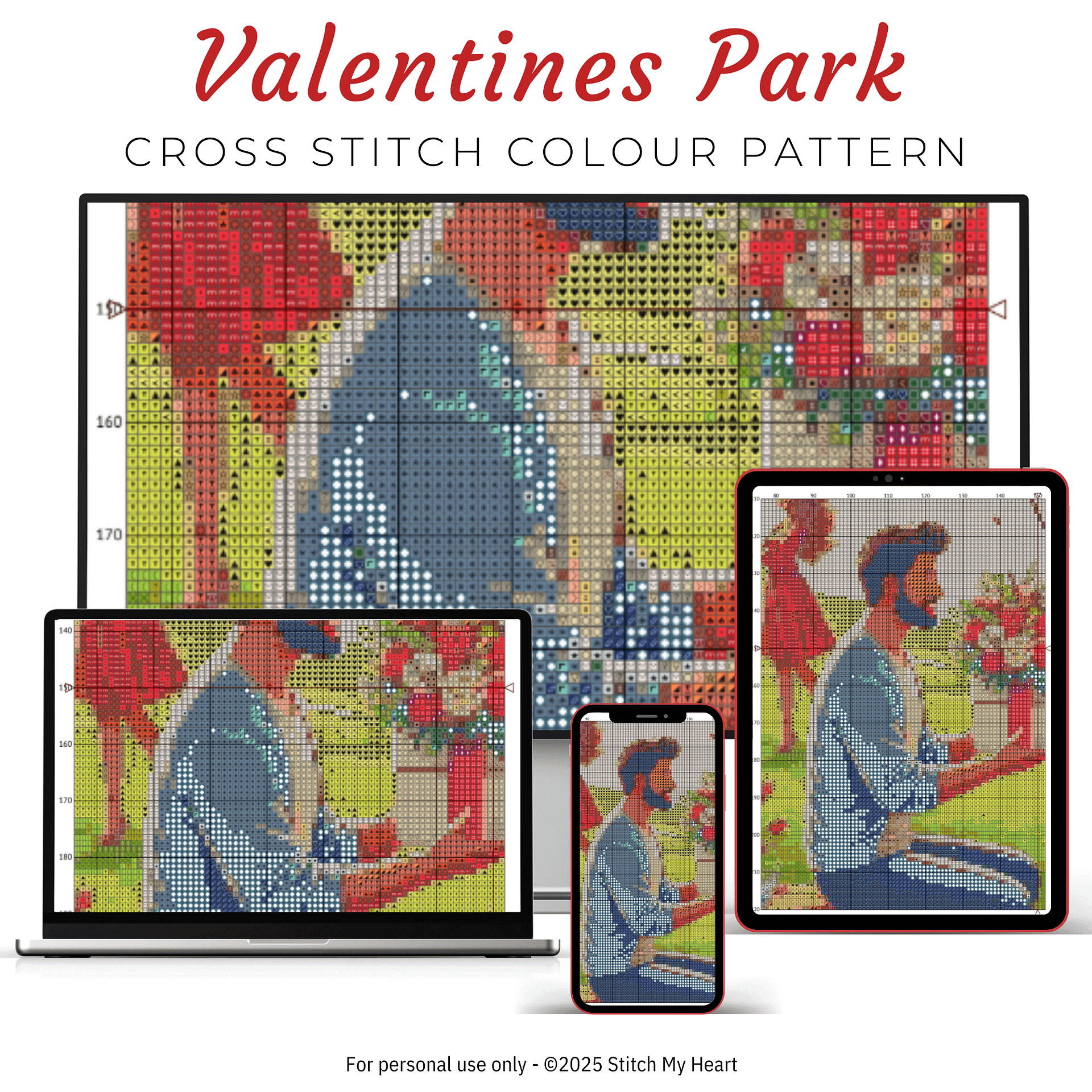 Valentines Day Park Cross Stitch Pattern product image (3)