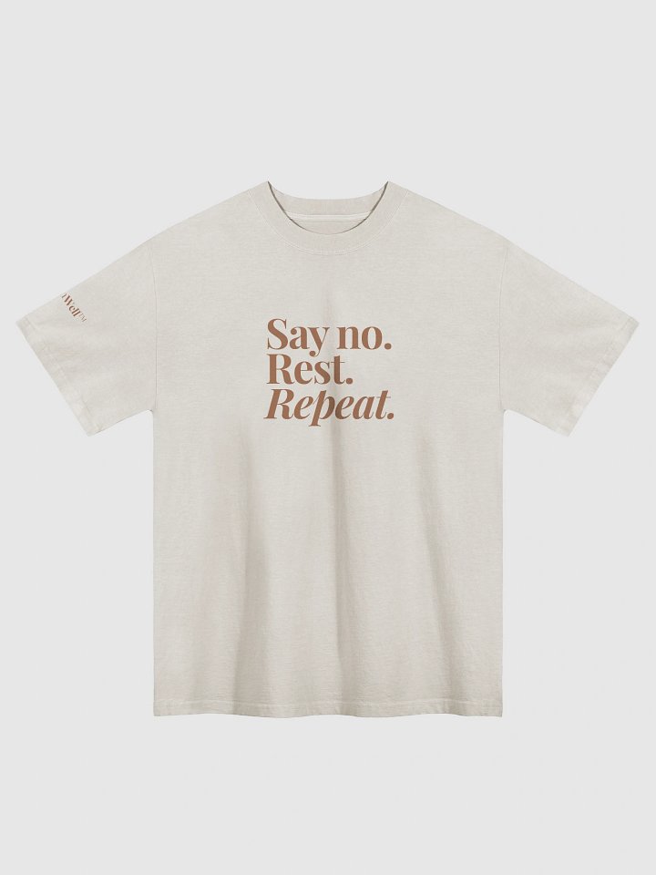 Say No. Rest. Repeat. Oversized Tee. Mocha Print on Cream/Bone product image (1)