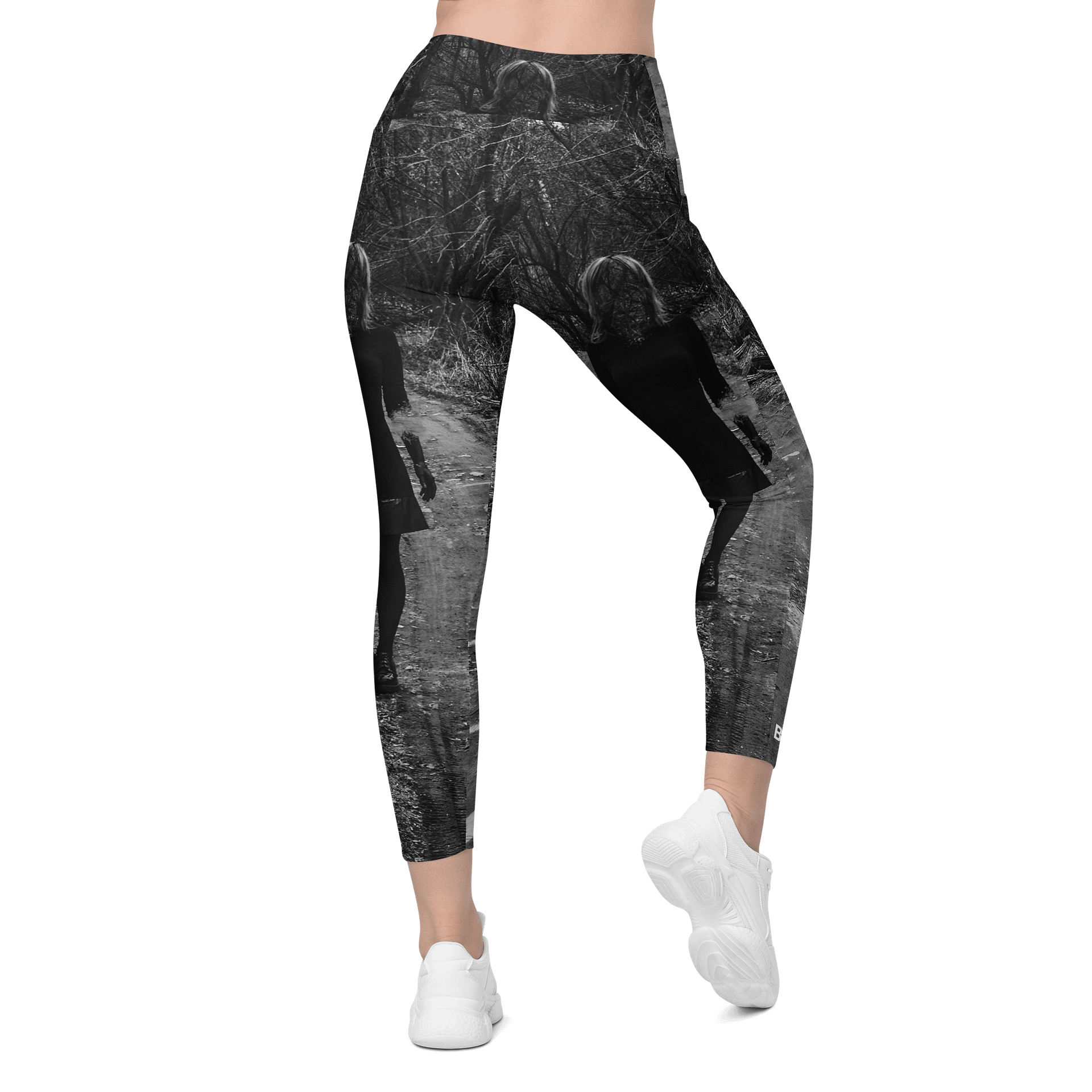 'Music For Horror Films' Sun-Protect Crossover Leggings with Pockets product image (2)