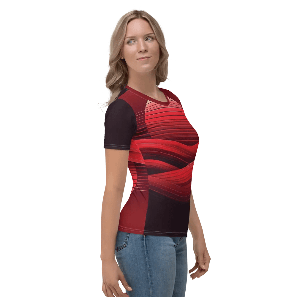 Women's Full-Print-10 Red Glitch Tee product image (4)