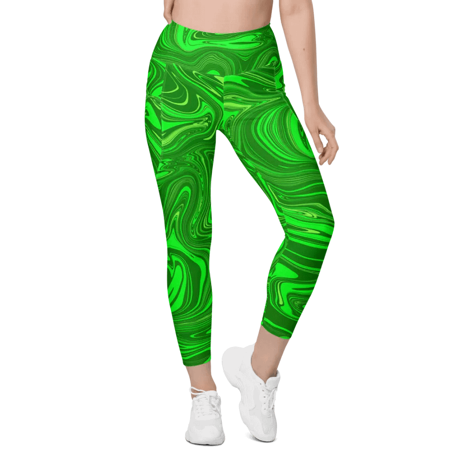 Leggings with Pockets - Different Shades of Green Digital Fluid Art product image (12)