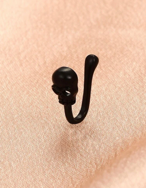 BLACK SKULL DECOR NON-PIERCED NOSE RING product image (3)