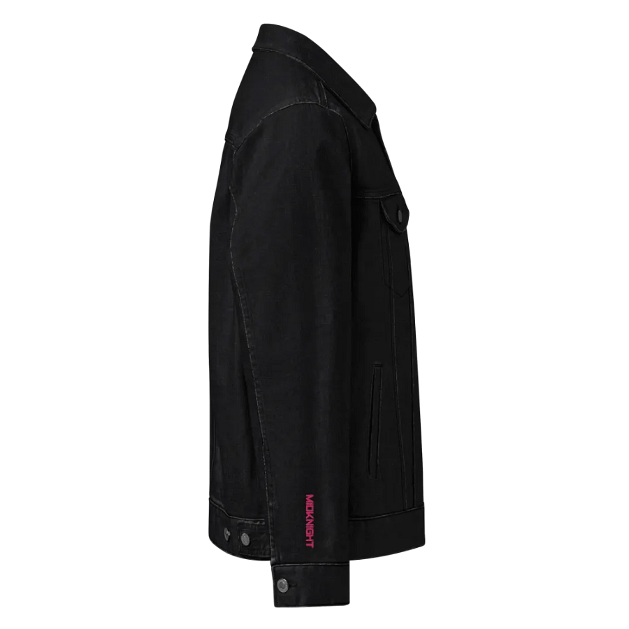 MidKnight Denim Jacket (Pink Sleeve Embroidery) product image (1)