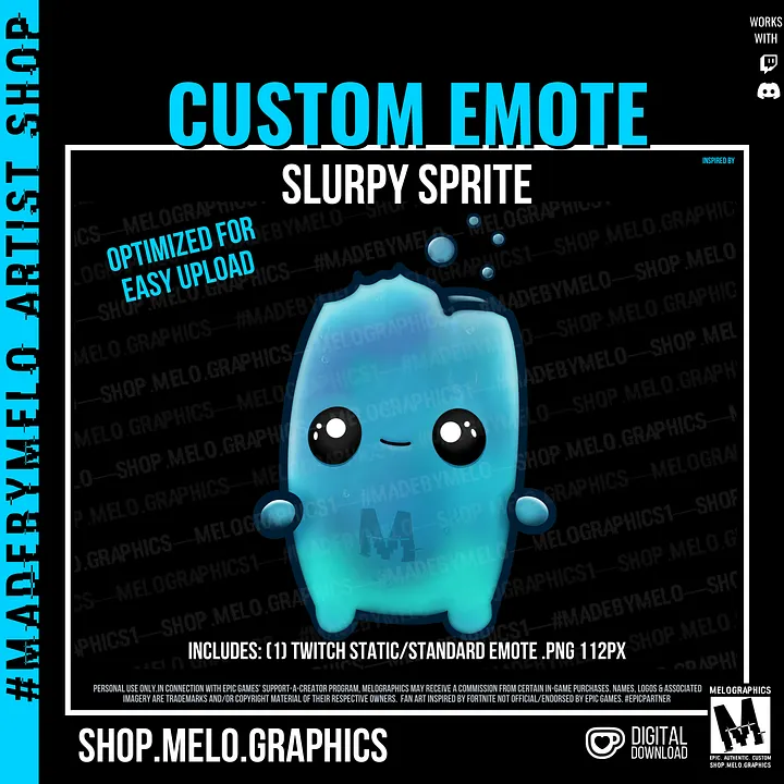 Slurpy Sprite - Twitch Emote (Standard) | #MadeByMELO product image (1)